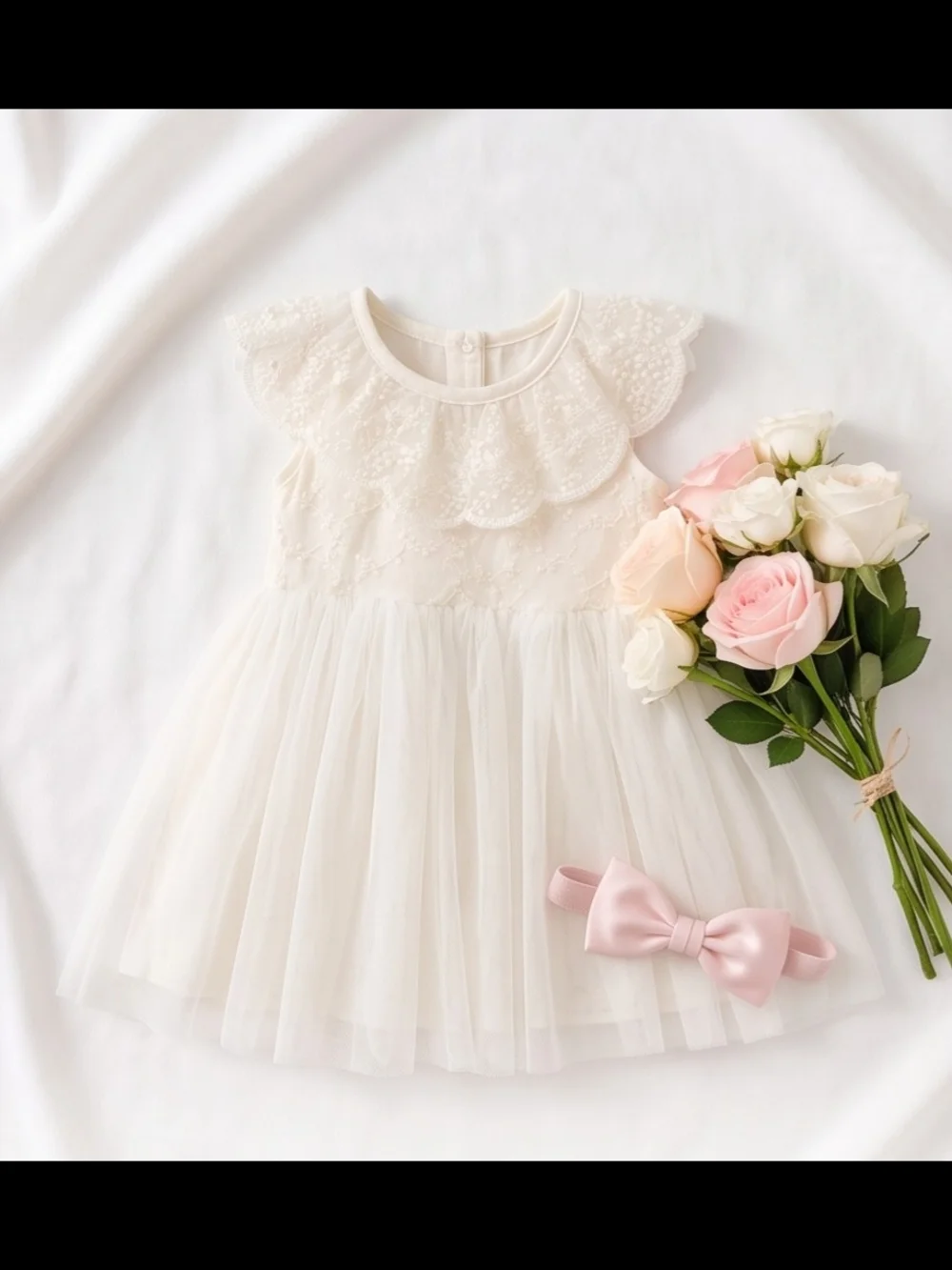 Classic White Lace Tulle Kids Dress